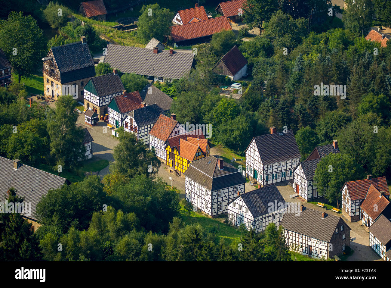 Paese-museo, Hagen open-air Museum, Sauerland, Nord Reno-Westfalia, Germania Foto Stock