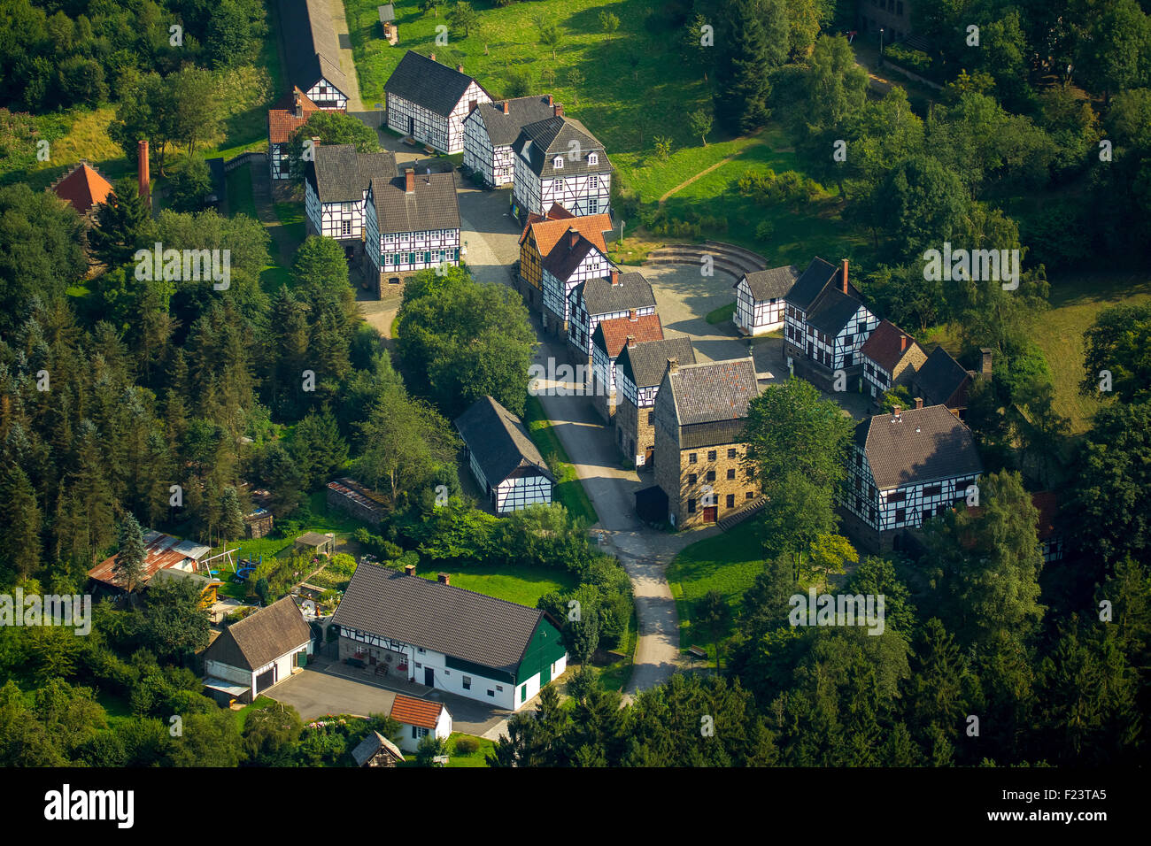 Paese-museo, Hagen open-air Museum, Sauerland, Nord Reno-Westfalia, Germania Foto Stock