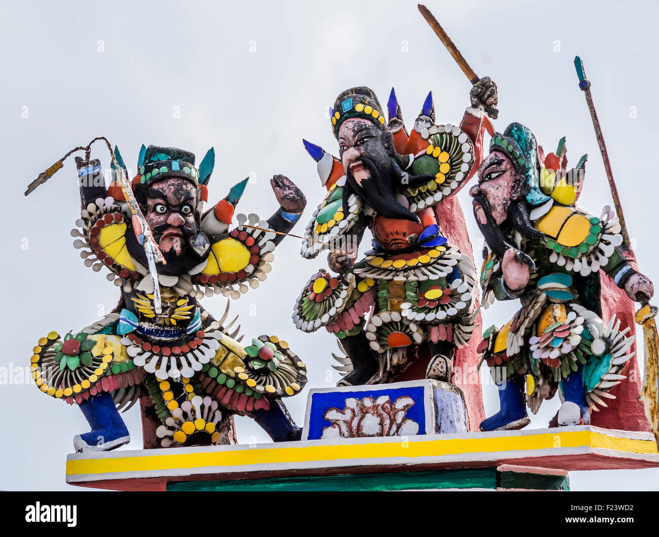 Le figure colorate, il Tempio di Cheng Hoon Teng, Melaka Malacca o, Malaysia Foto Stock