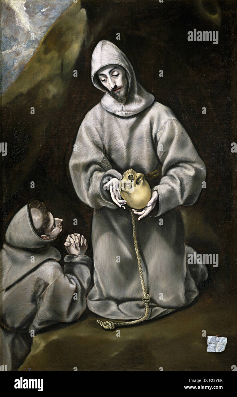El Greco - San Francesco e frate Leone la meditazione sulla morte Foto Stock