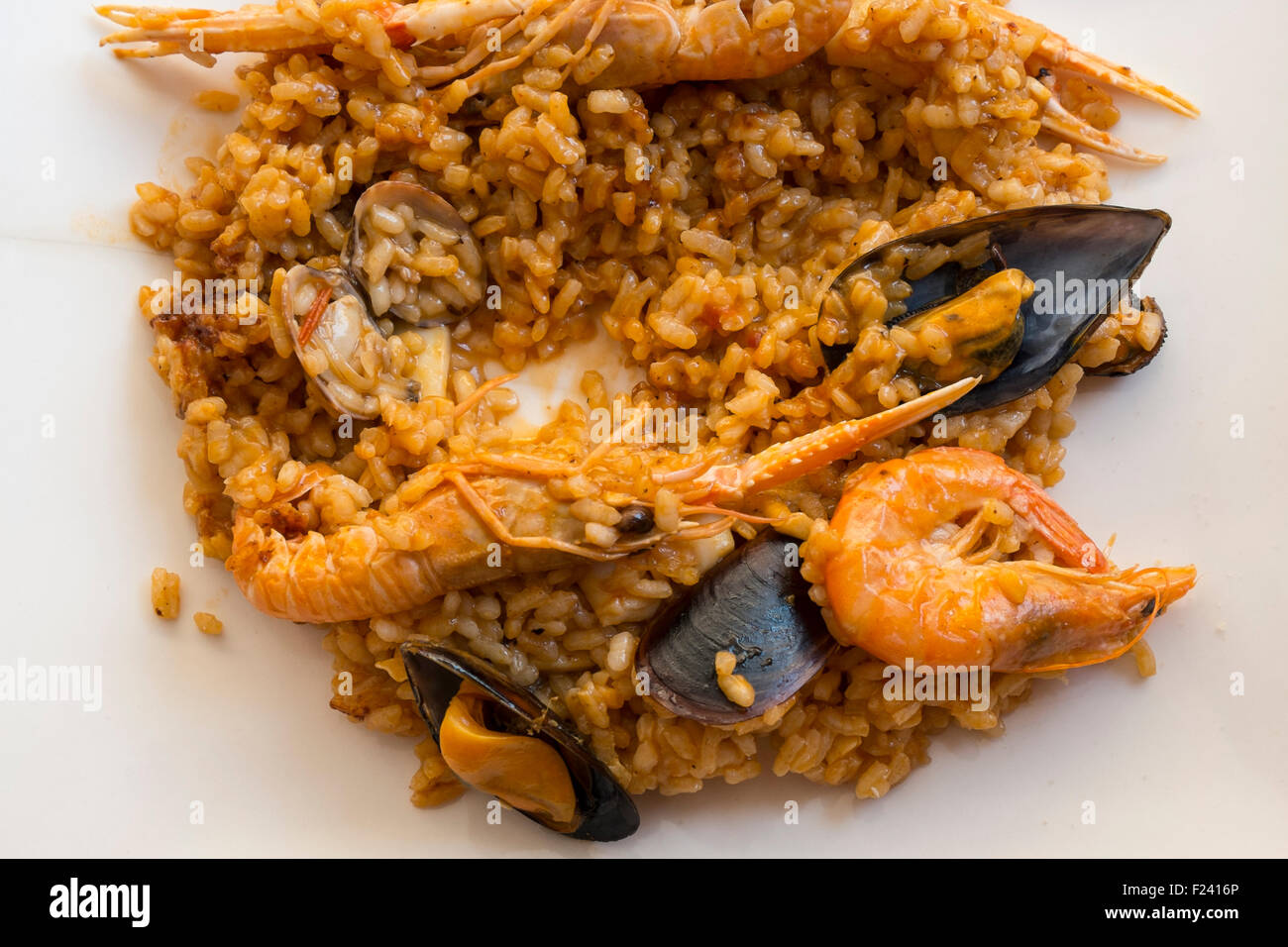 Tipico spagnolo paella di frutti di mare Foto Stock