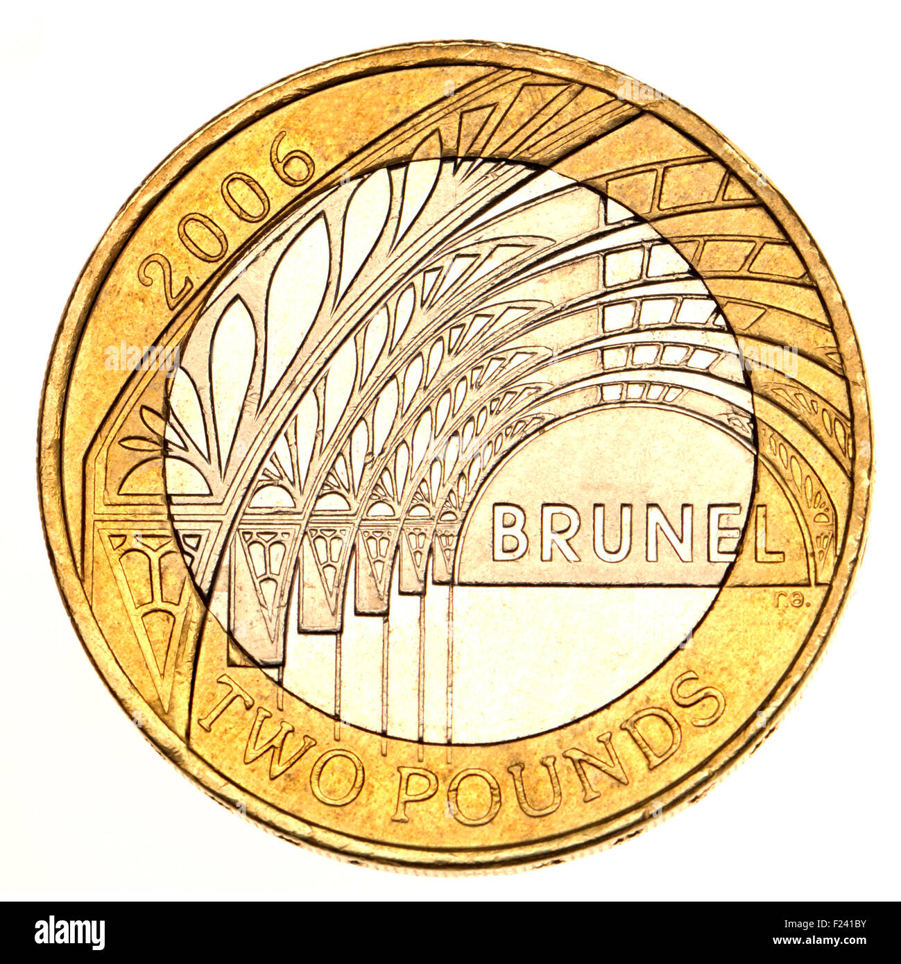 British commemorative 2 sterline moneta (2006) celebra il bicentenario della nascita di Isambard Kingdom Brunel. Foto Stock