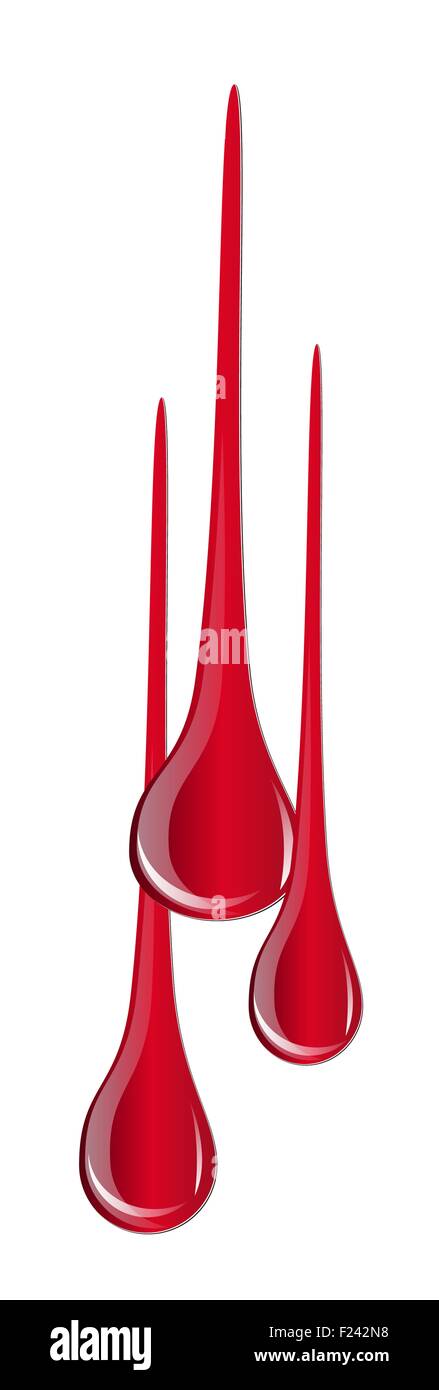 Sangue stillicidio isolato su bianco. Goccia di sangue vettore Foto Stock
