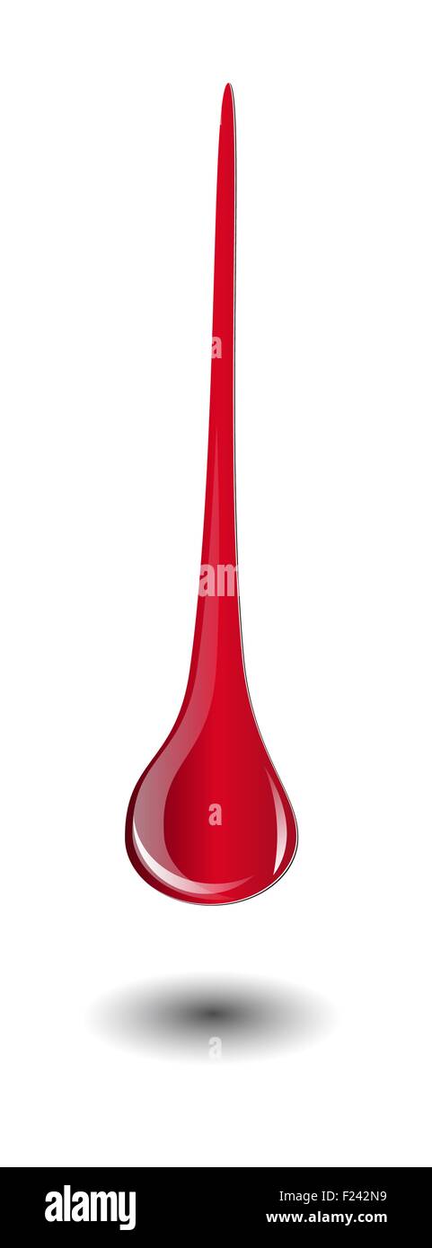 Sangue stillicidio isolato su bianco. Goccia di sangue vettore Foto Stock
