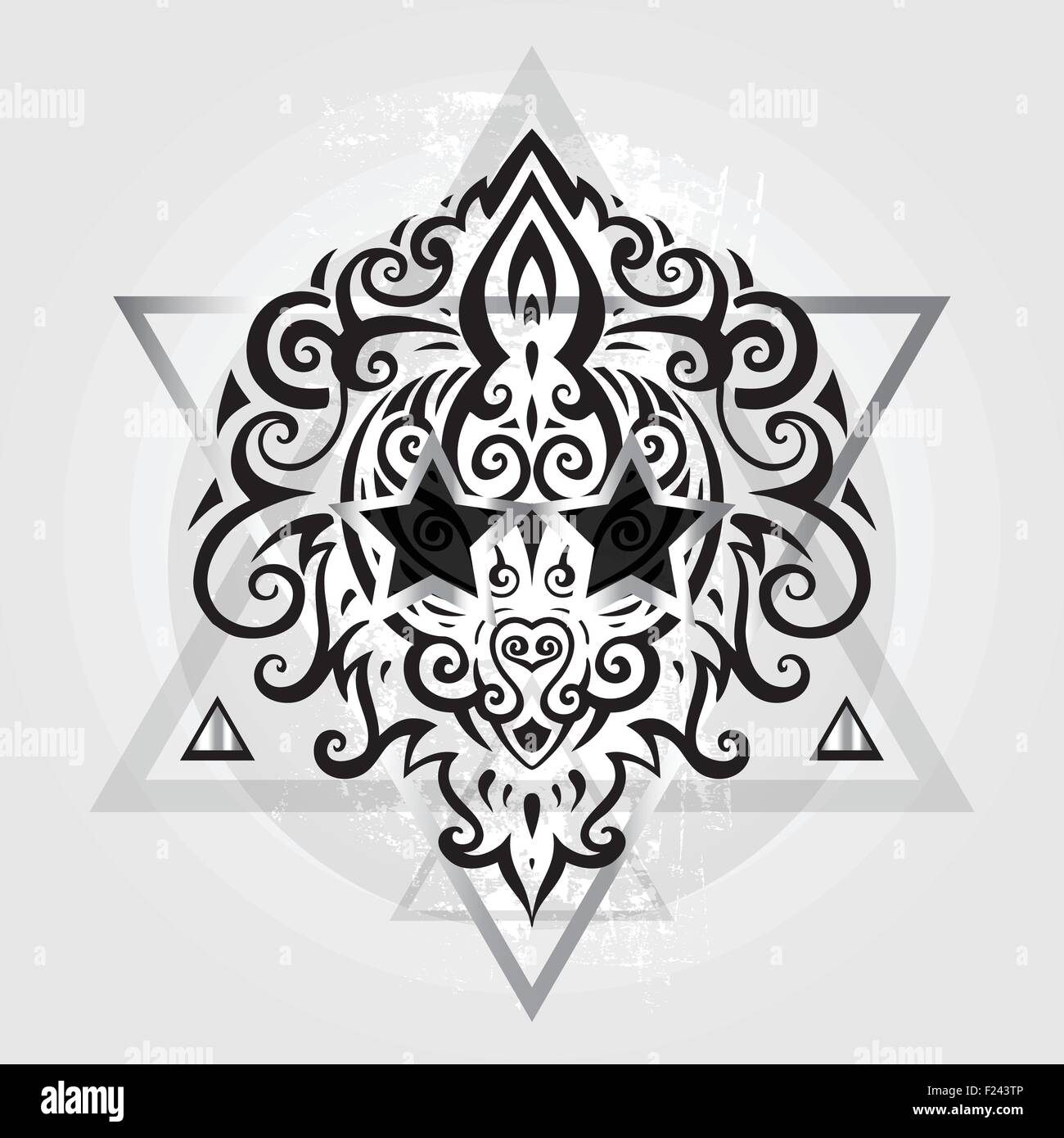 Lions Head. Disegno tribale. Illustrazione Vettoriale