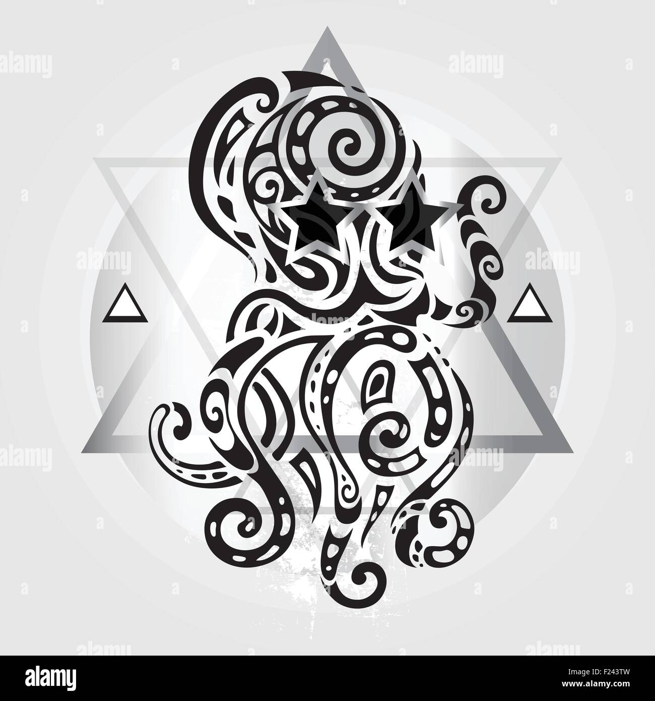 Il polpo. Disegno tribale Illustrazione Vettoriale