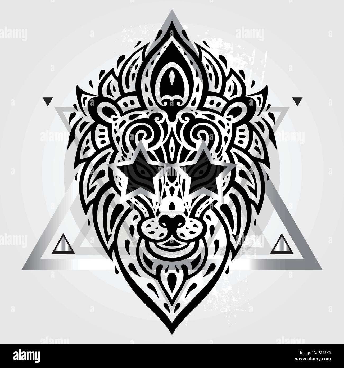 Lions Head. Disegno tribale. Illustrazione Vettoriale