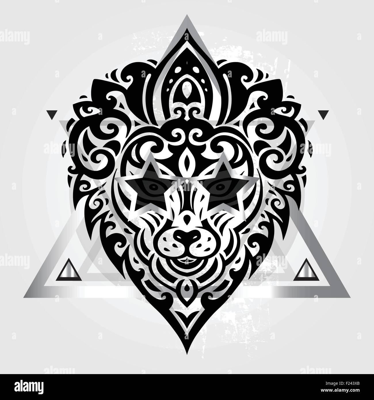 Lions Head. Disegno tribale. Illustrazione Vettoriale