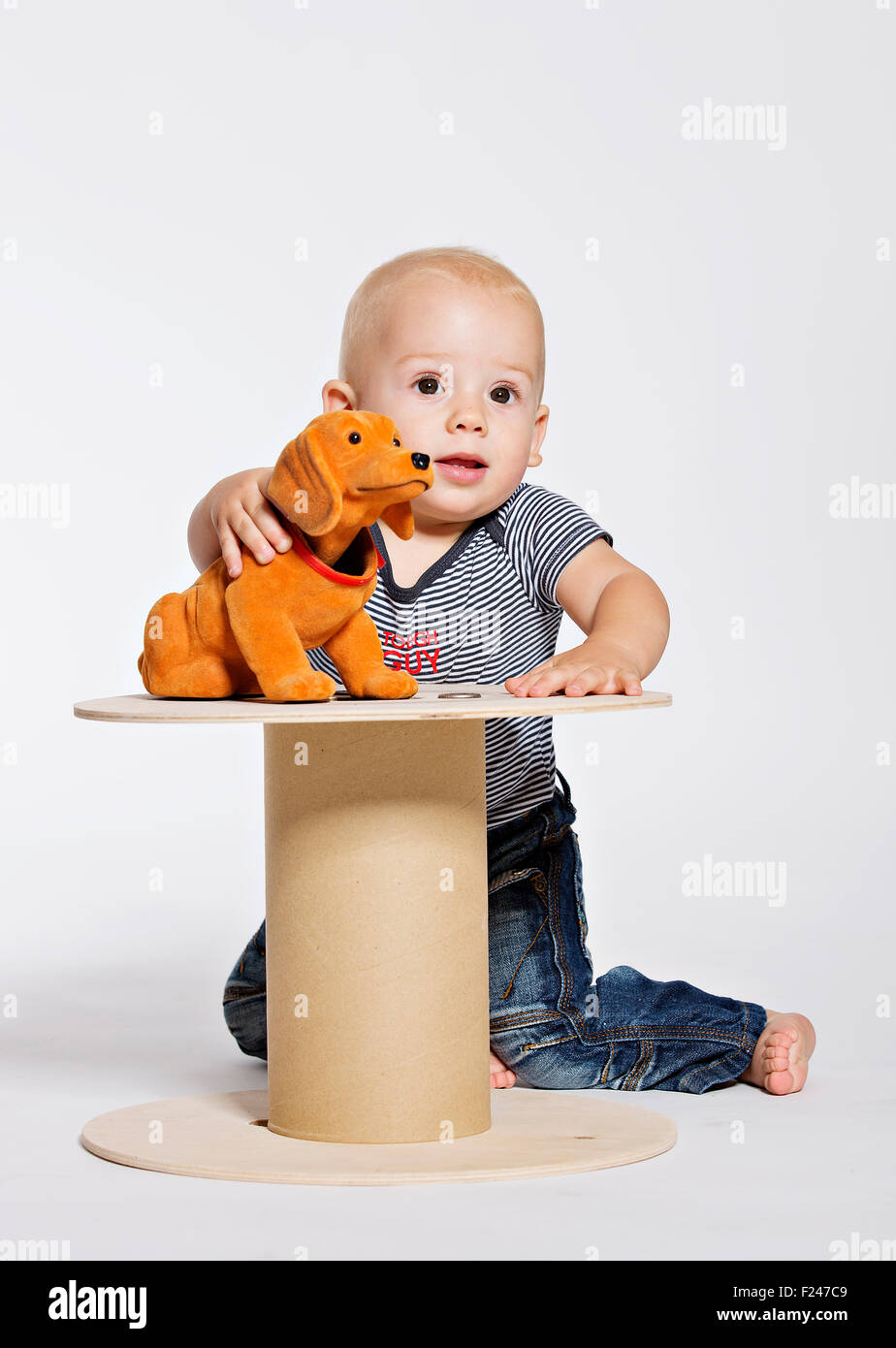 1-anno-vecchio figlio, un anno, 1° anno, giocattolo Foto Stock