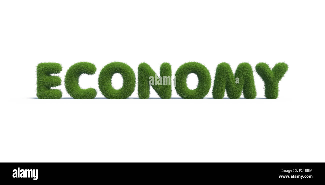 Economia di simboli di erba verde. 3D render Foto Stock