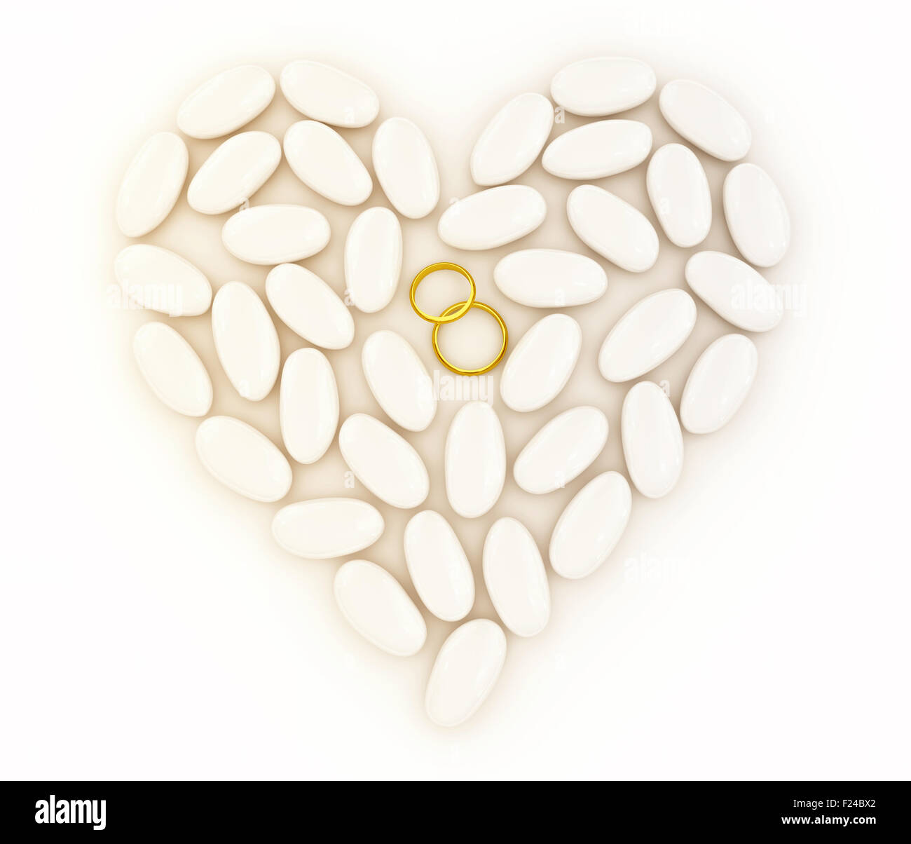 Gli anelli di nozze tra le pietre di cui cuore Foto Stock