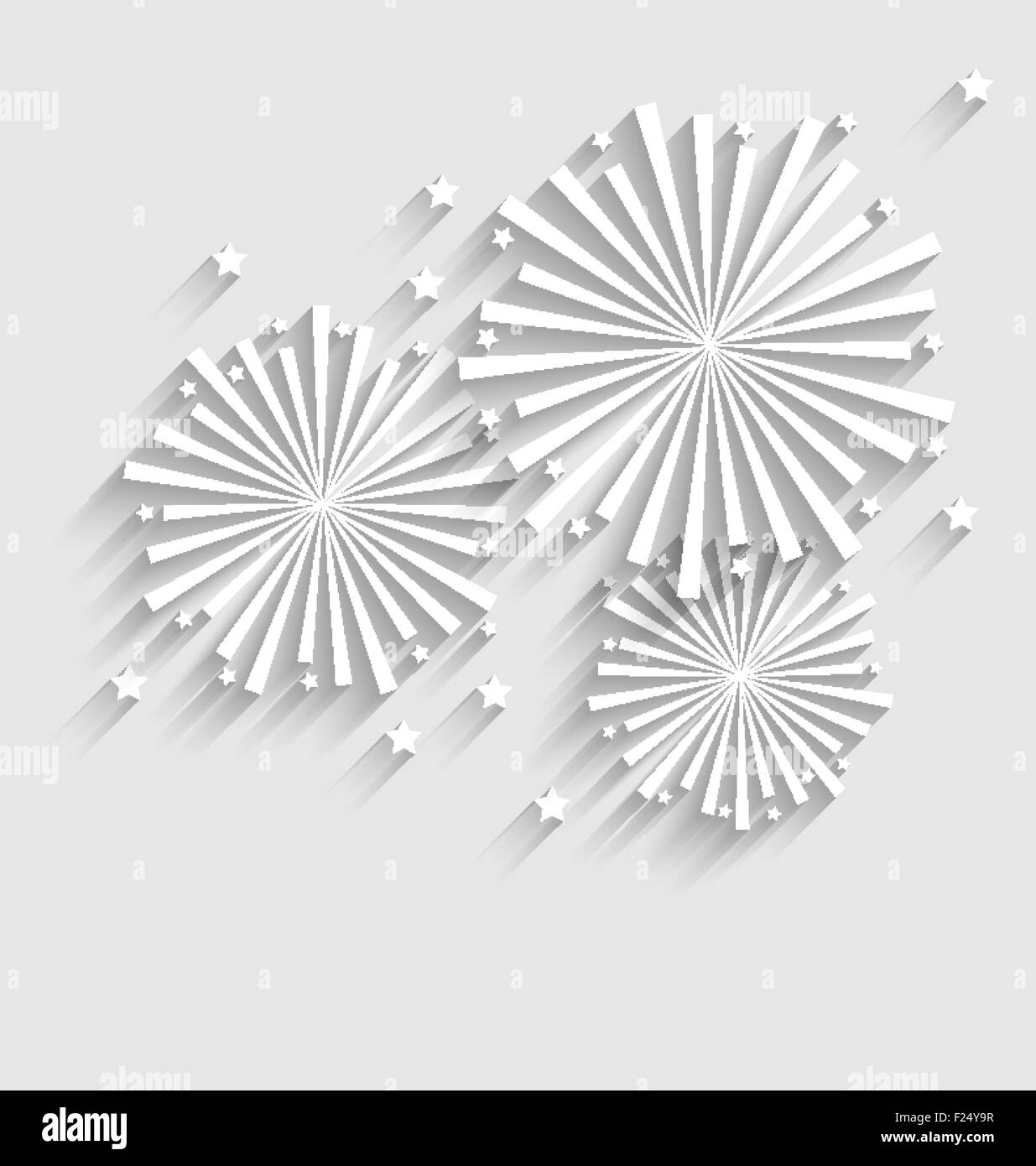 Fuochi d'artificio per vacanza Eventi celebrativi, Stile piatta lunga ombra Illustrazione Vettoriale