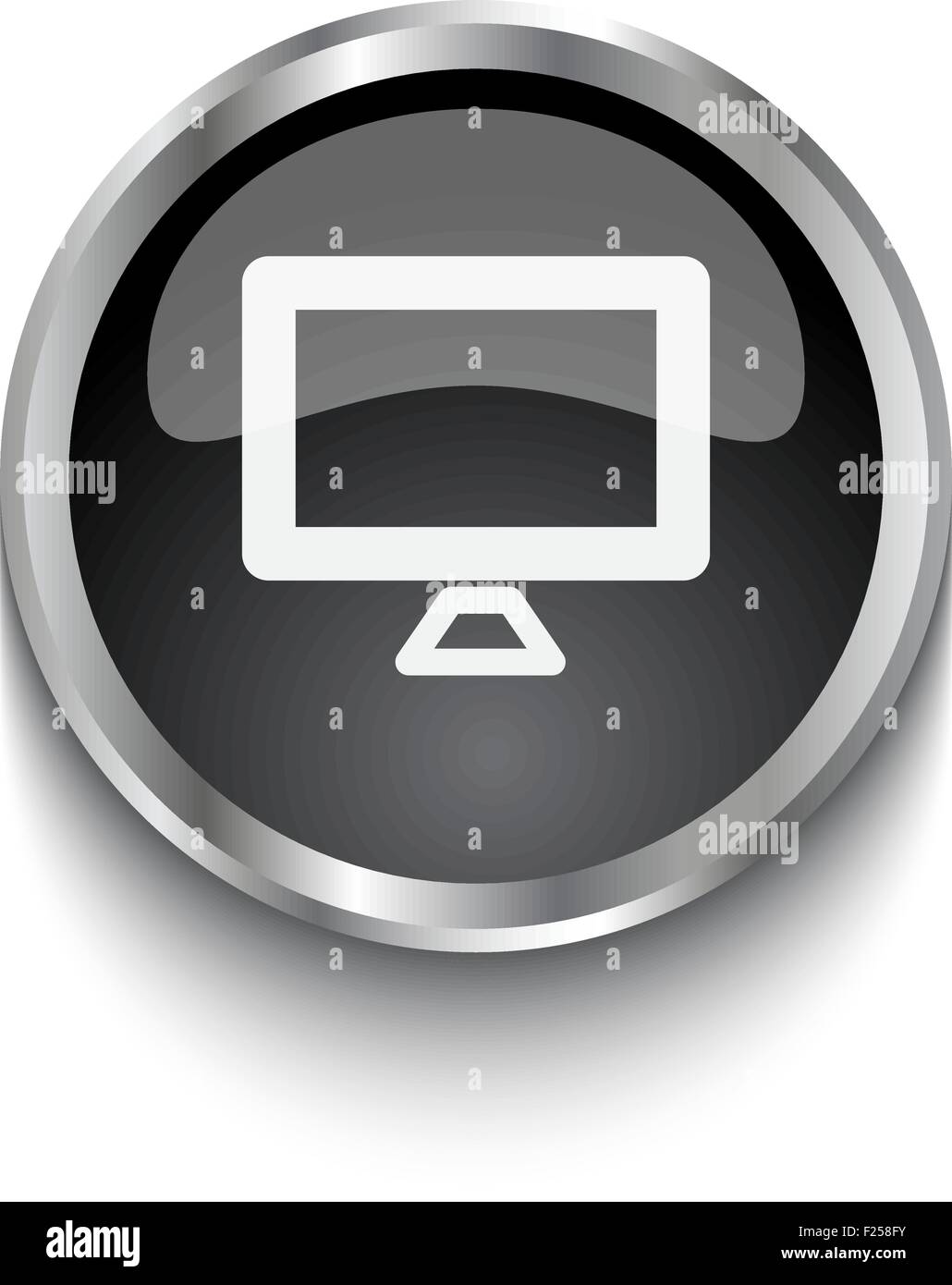 Calcolatore bianco simbolo dello schermo su nero pulsante WEB Illustrazione Vettoriale