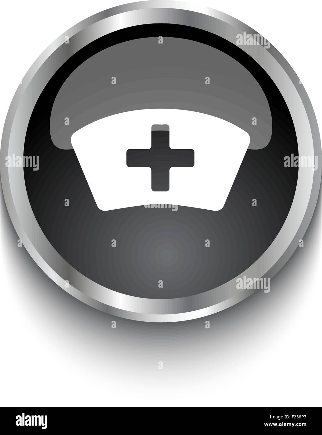 Infermiere Bianco simbolo sul lucido nero pulsante WEB Illustrazione Vettoriale