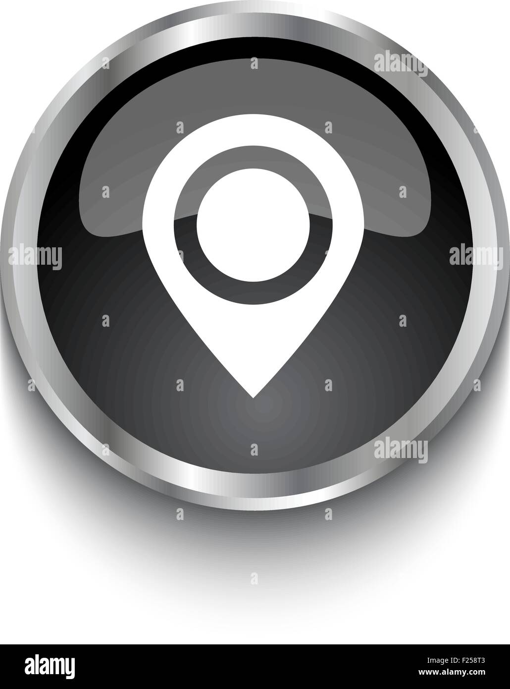 Mappa bianco simbolo del puntatore sul nero pulsante WEB Illustrazione Vettoriale