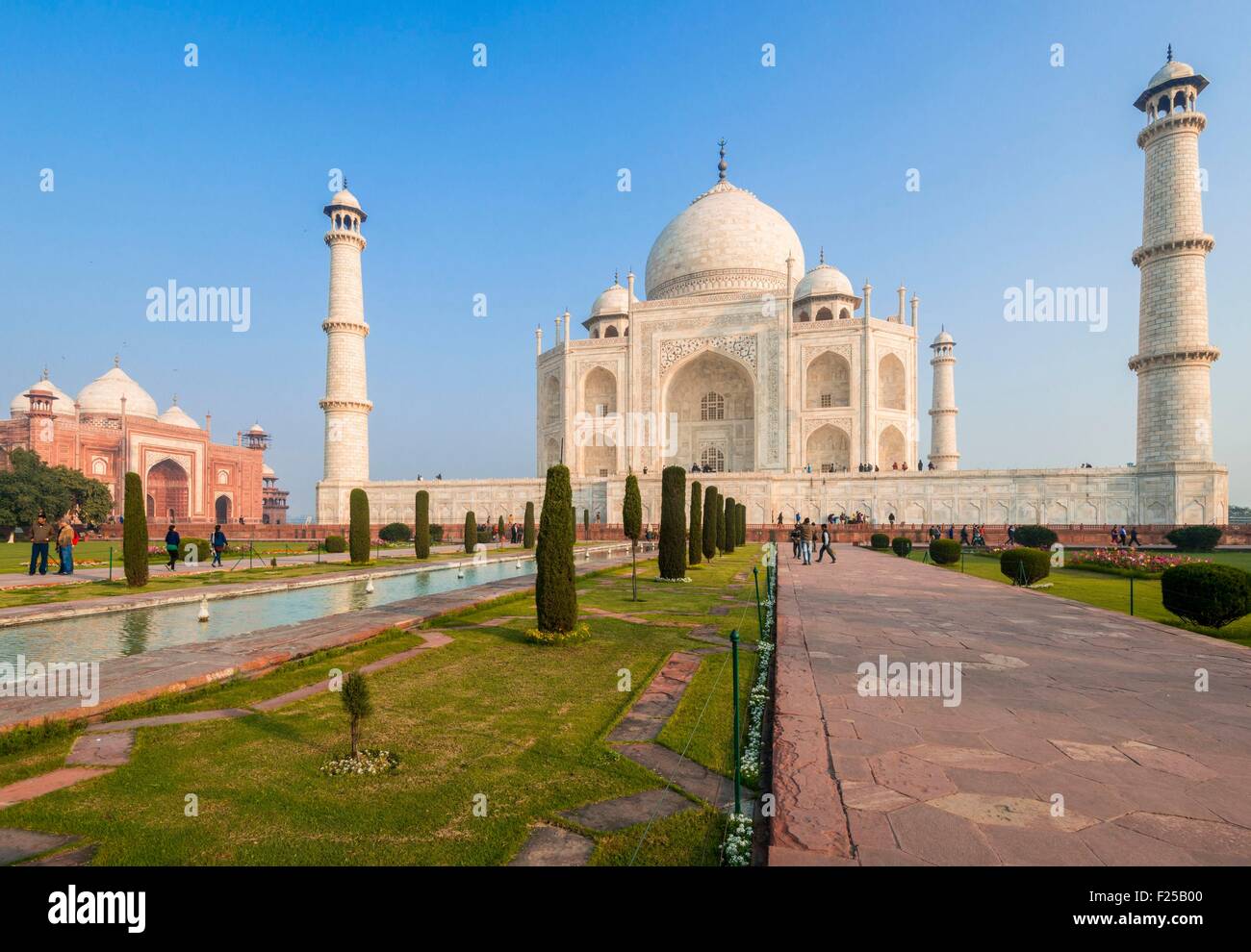 India, nello stato di Uttar Pradesh, Agra, il Taj Mahal elencati come patrimonio mondiale dall' UNESCO Foto Stock