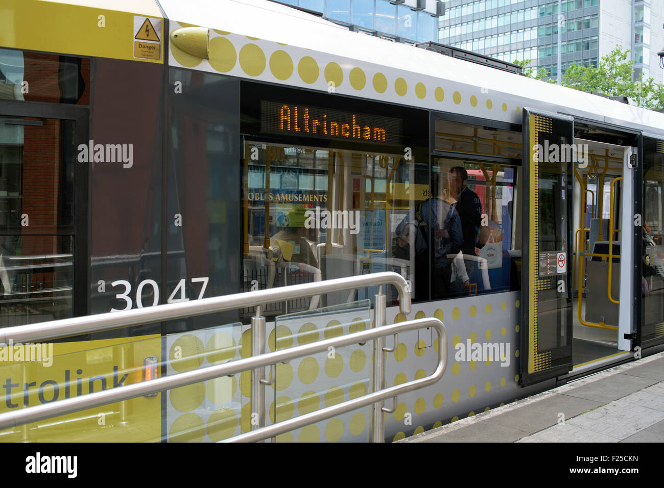 Manchester Metrolink Tram Foto Stock