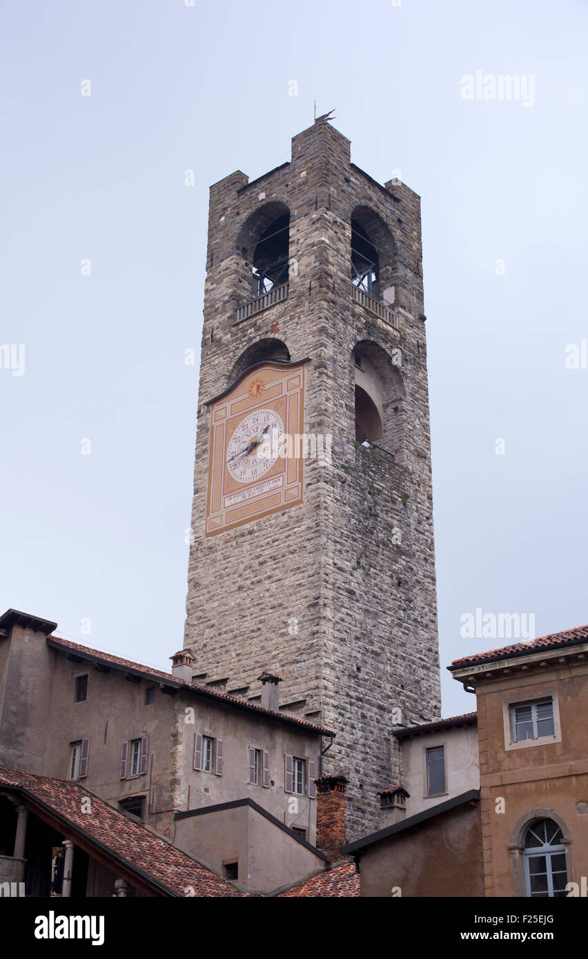 Campanone, Torre civica - Bergamo Alta - Italia Foto Stock