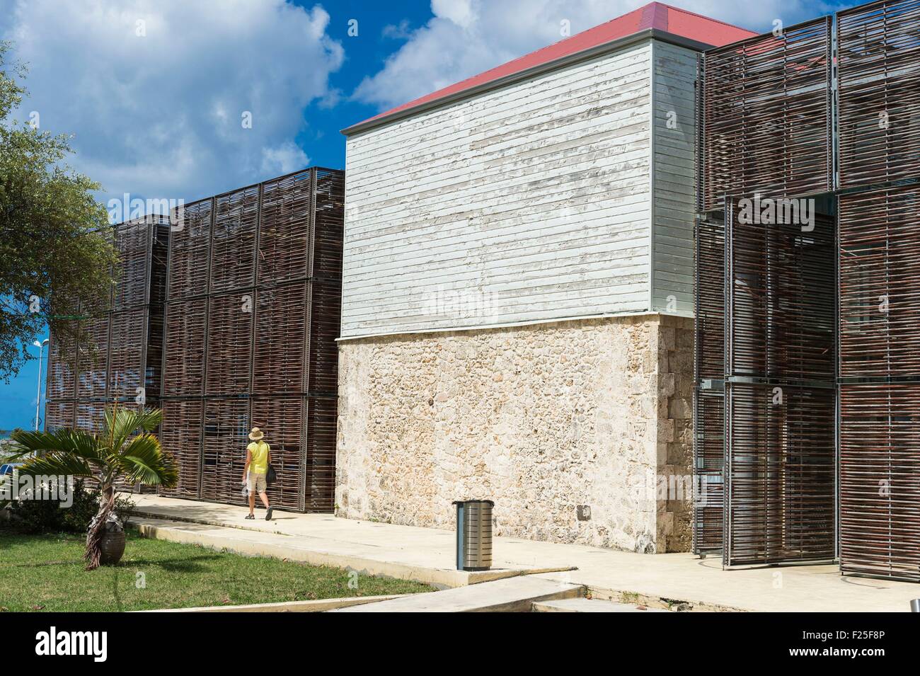 Francia, Guadalupa (Indie occidentali francesi), Marie Galante, Grand Bourg, il moderno edificio del Consiglio Generale antenna Foto Stock