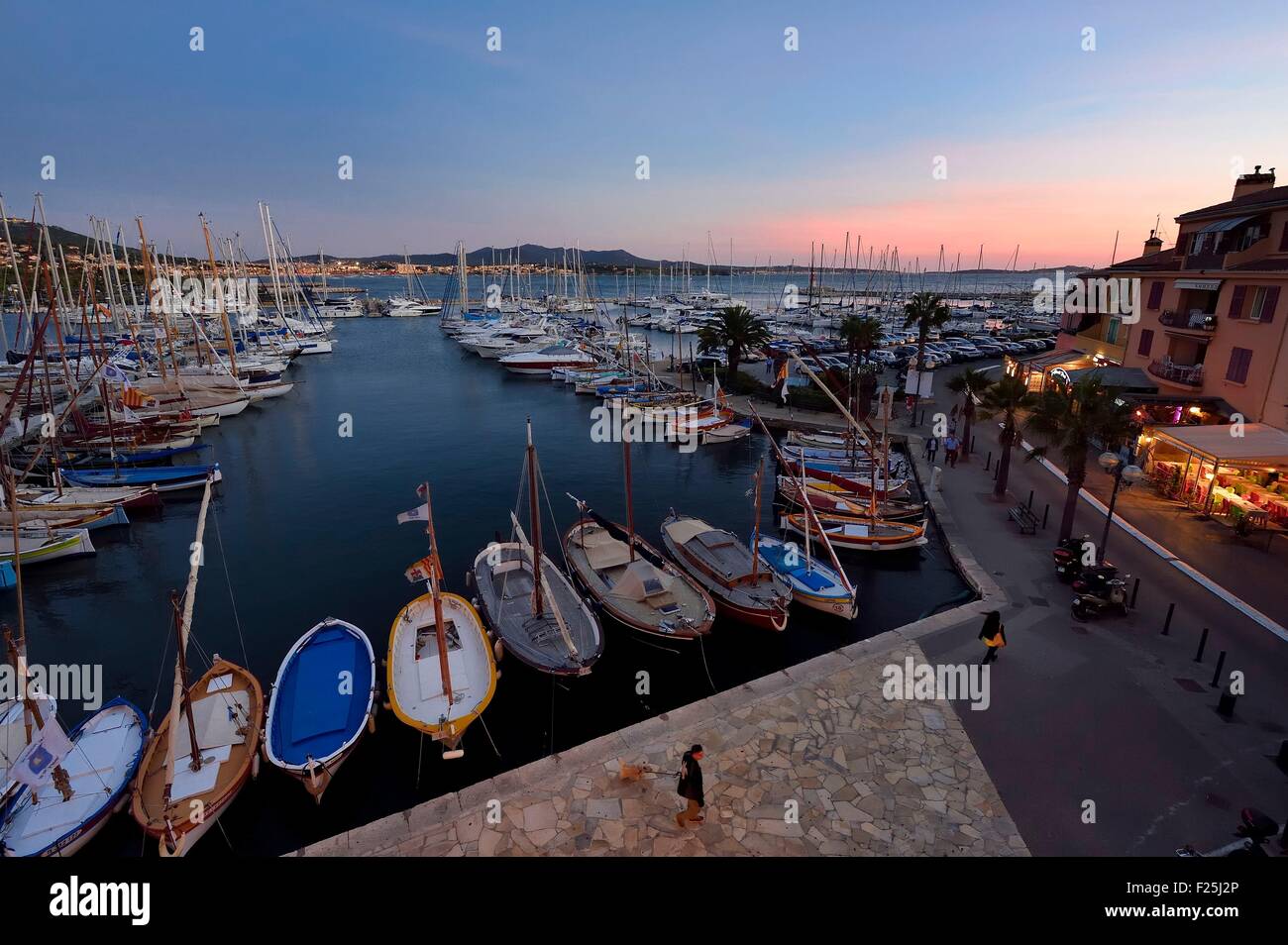 Francia, Var, Sanary-sur-Mer, tradizionali barche da pesca chiamato pointus nel porto Foto Stock
