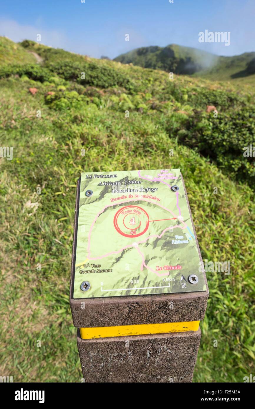 Francia, Martinica, Monte La Pelée, vulcano attivo all'estremità settentrionale dell'isola Foto Stock