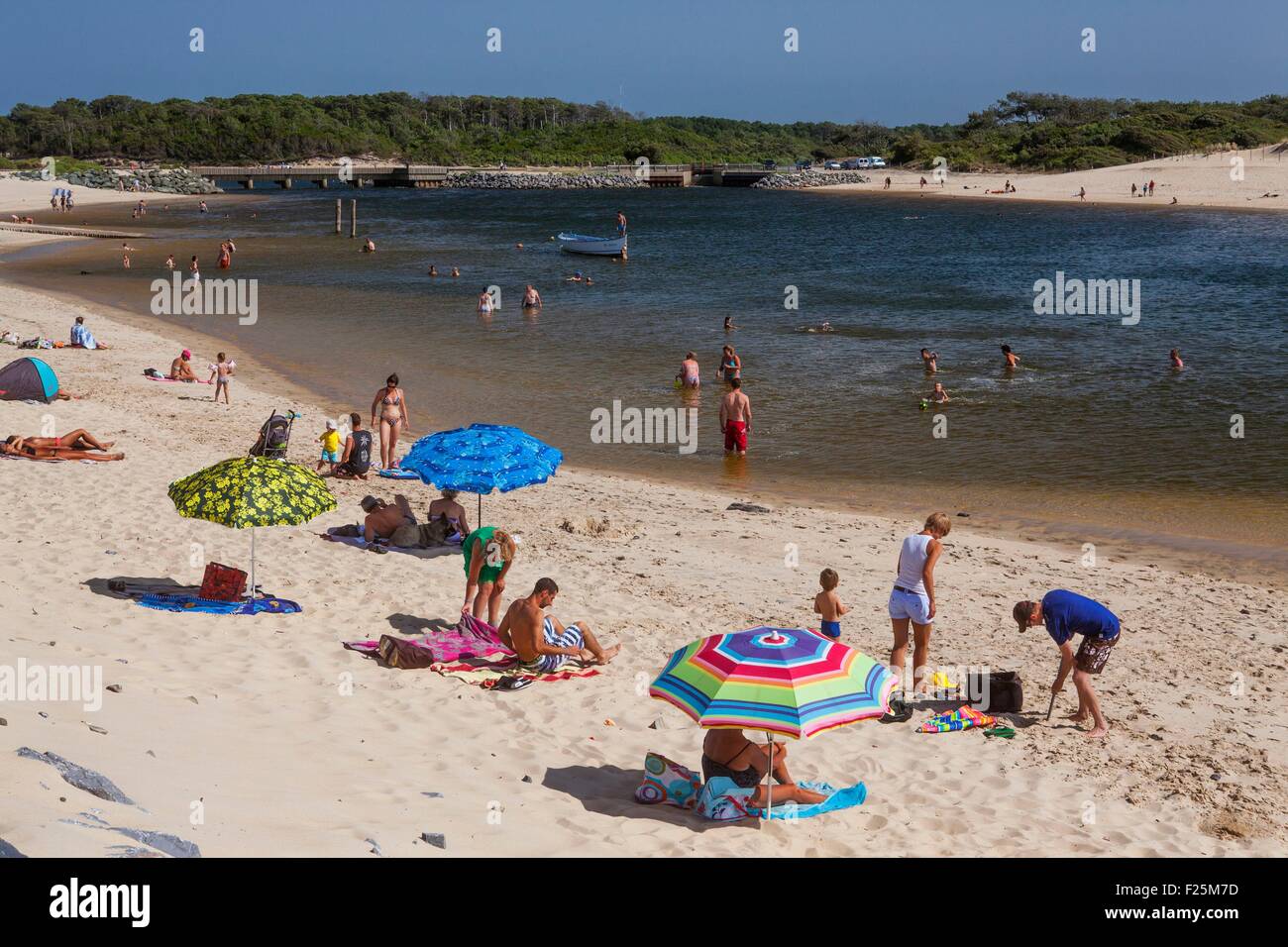 Francia, Landes, Vieux Boucau, Port d'Albret, spiaggia Foto Stock