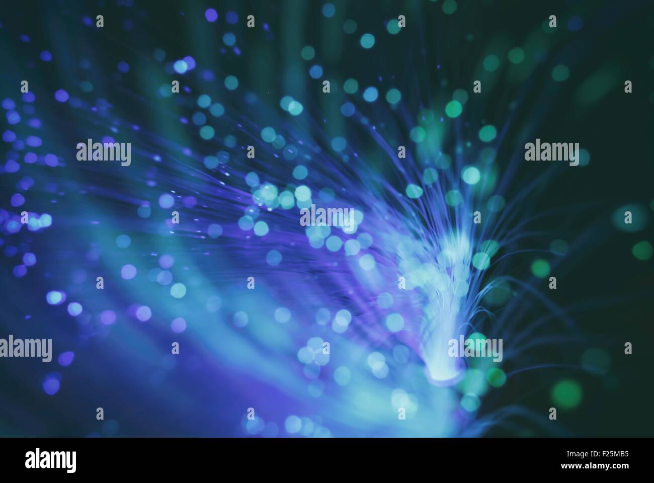 Particelle colorate volare nello spazio della fibra ottica e volteggiare ( abstract blur sullo sfondo ) Foto Stock