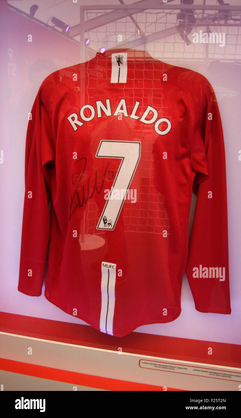 Das Trikot von Christiano Ronaldo von Manchester United - Ausstellung zum Thema " Fussball Chamiopns Leage', 21. Settembre 2013, Foto Stock