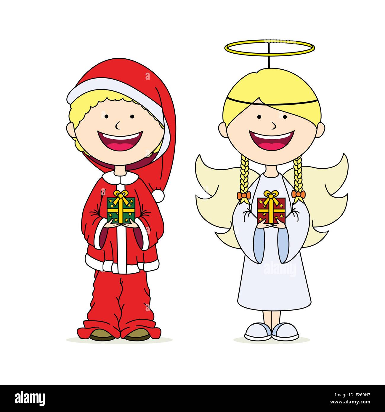 I bambini vestiti di natale Illustrazione Vettoriale