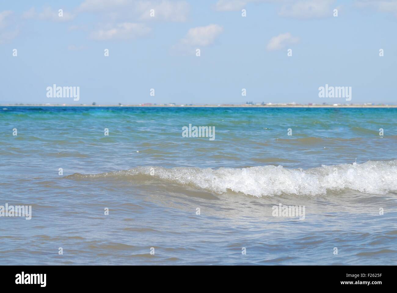 Le onde del mare con la schiuma sulla riva Foto Stock