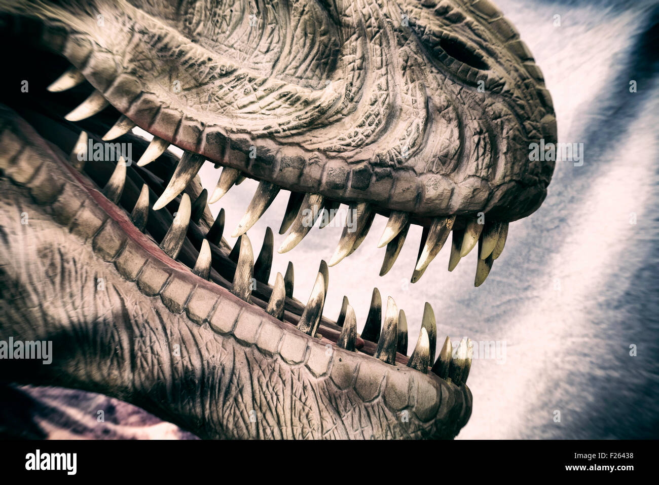 Modellato della testa del Tyrannosaurus rex in Dinosaurios Park, Torremolinos, Costa del Sol, provincia di Malaga, Andalusia, Spagna meridionale. Foto Stock