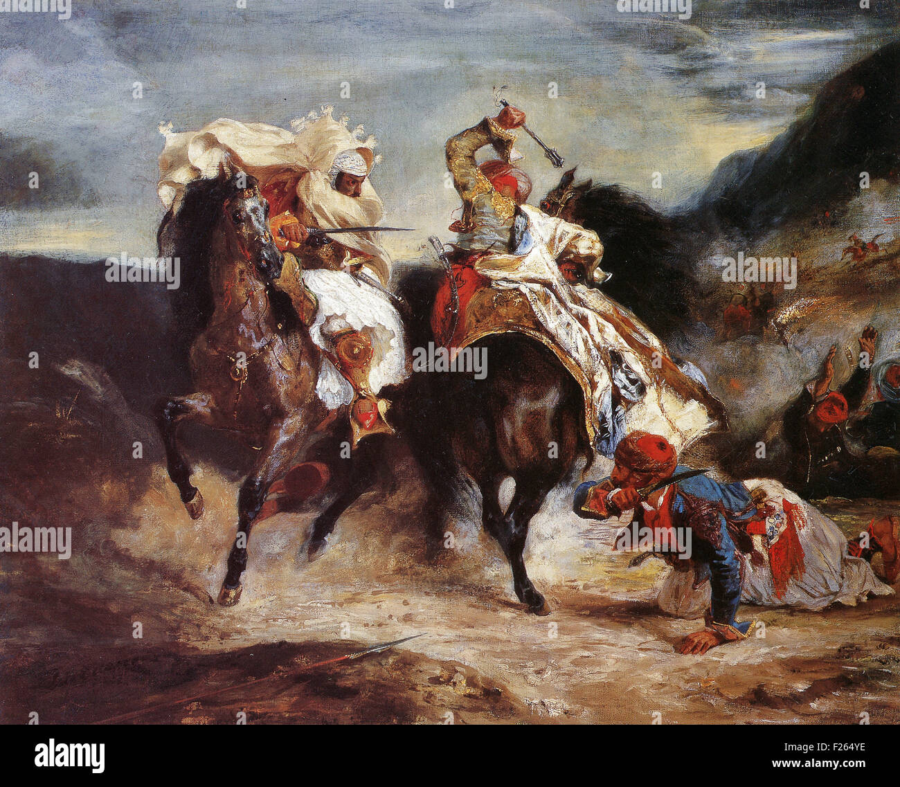 Eugène Delacroix - il combattimento del Giaour e Hassan Foto Stock