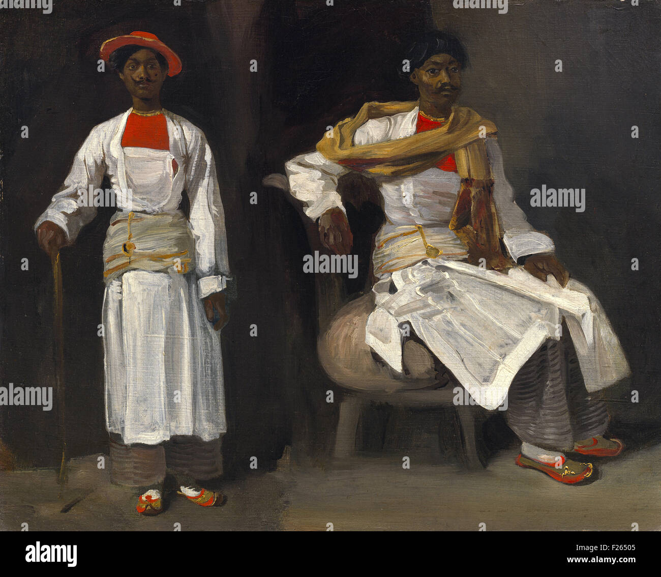 Eugène Delacroix - Due studi di un indiano da Calcutta, seduti e in piedi Foto Stock
