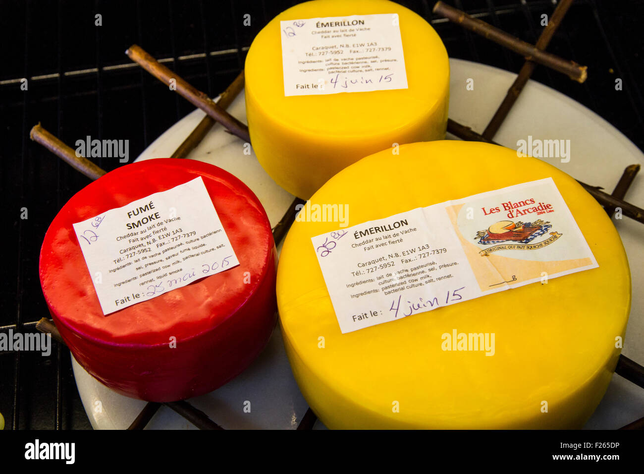 Di ispirazione francese fromage (formaggio) è la specialità di Les Blancs d'Arcadie in Caraquet, New Brunswick, Canada. Foto Stock