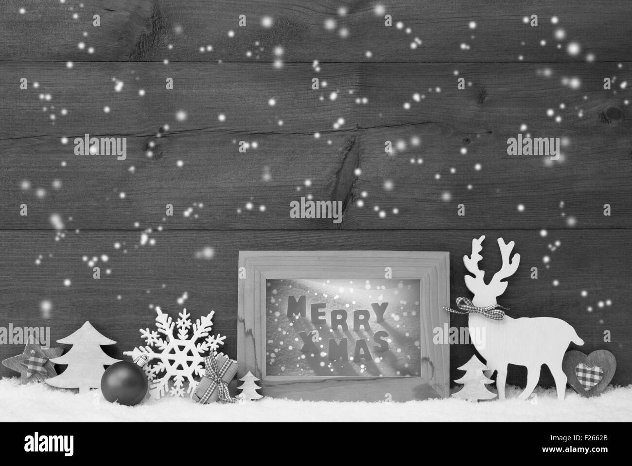 Nero e Bianco Natale sfondo telaio a fiocchi di neve Merry Xmas Foto Stock