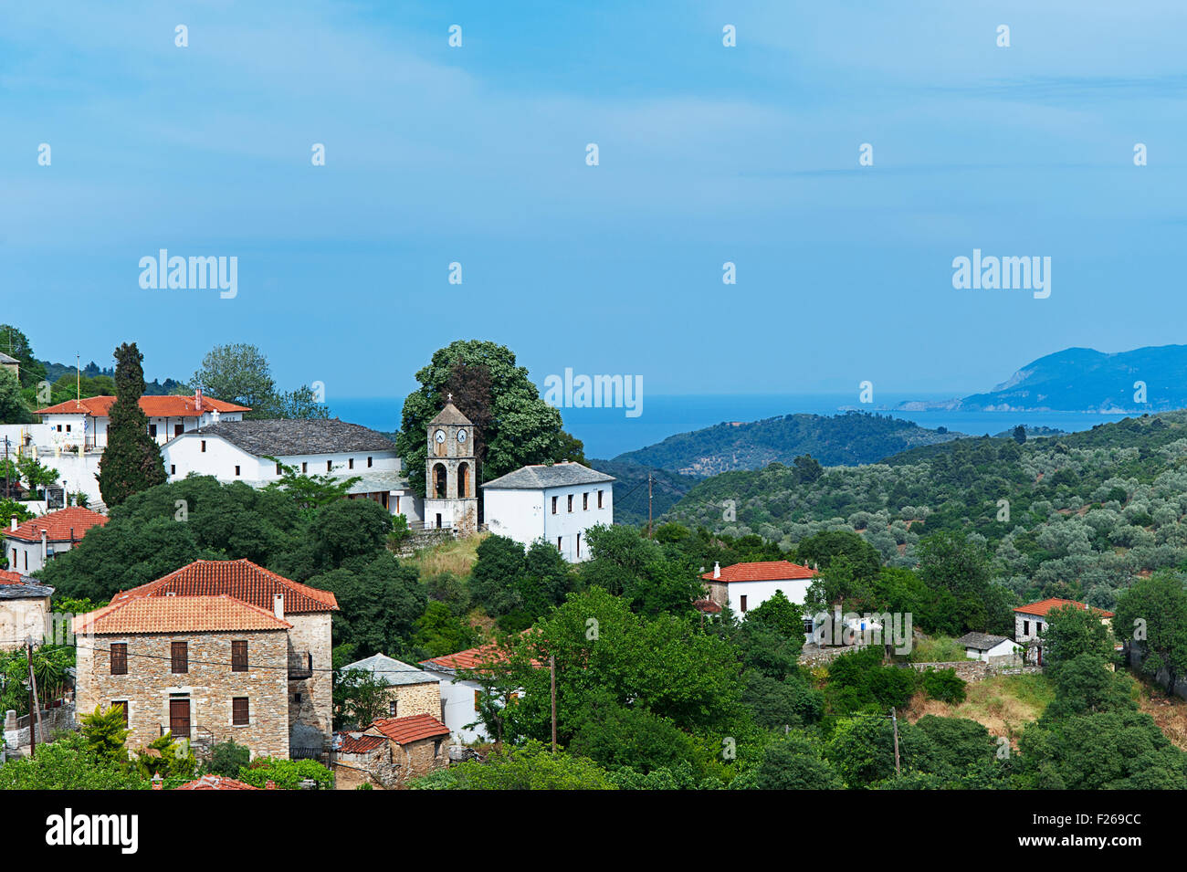 Il villaggio di Promiri sulla penisola di Pelion, Tessaglia, Grecia Foto Stock