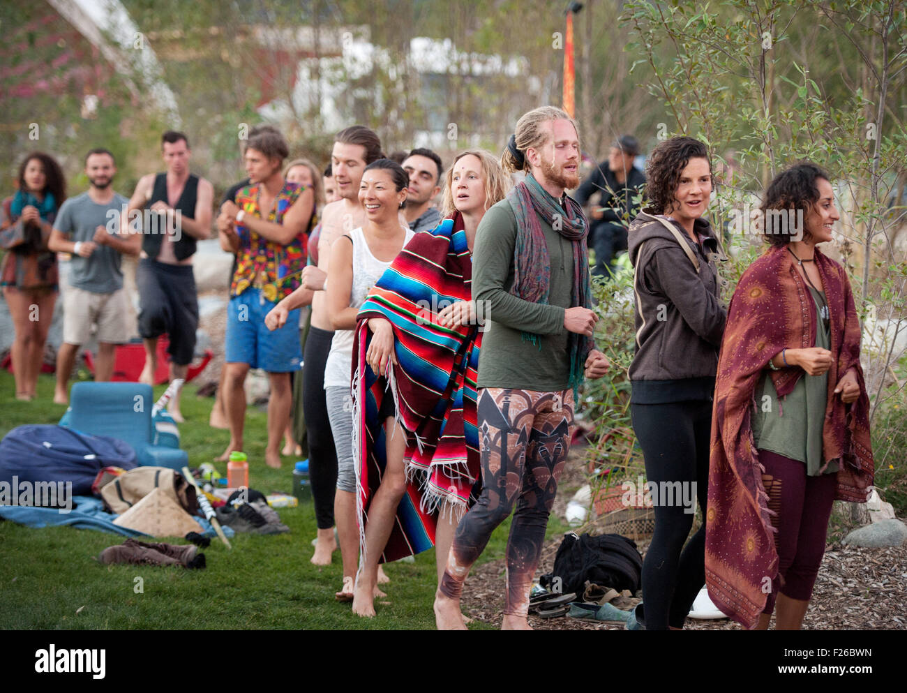 Beata Coast Festival di Yoga, e contro la cultura hippy festival. Squamish BC, Canada Foto Stock