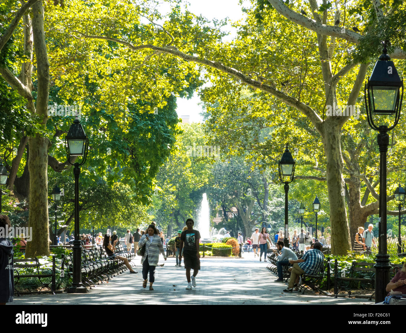Washington Square Park, Greenwich Village, NYC Foto Stock