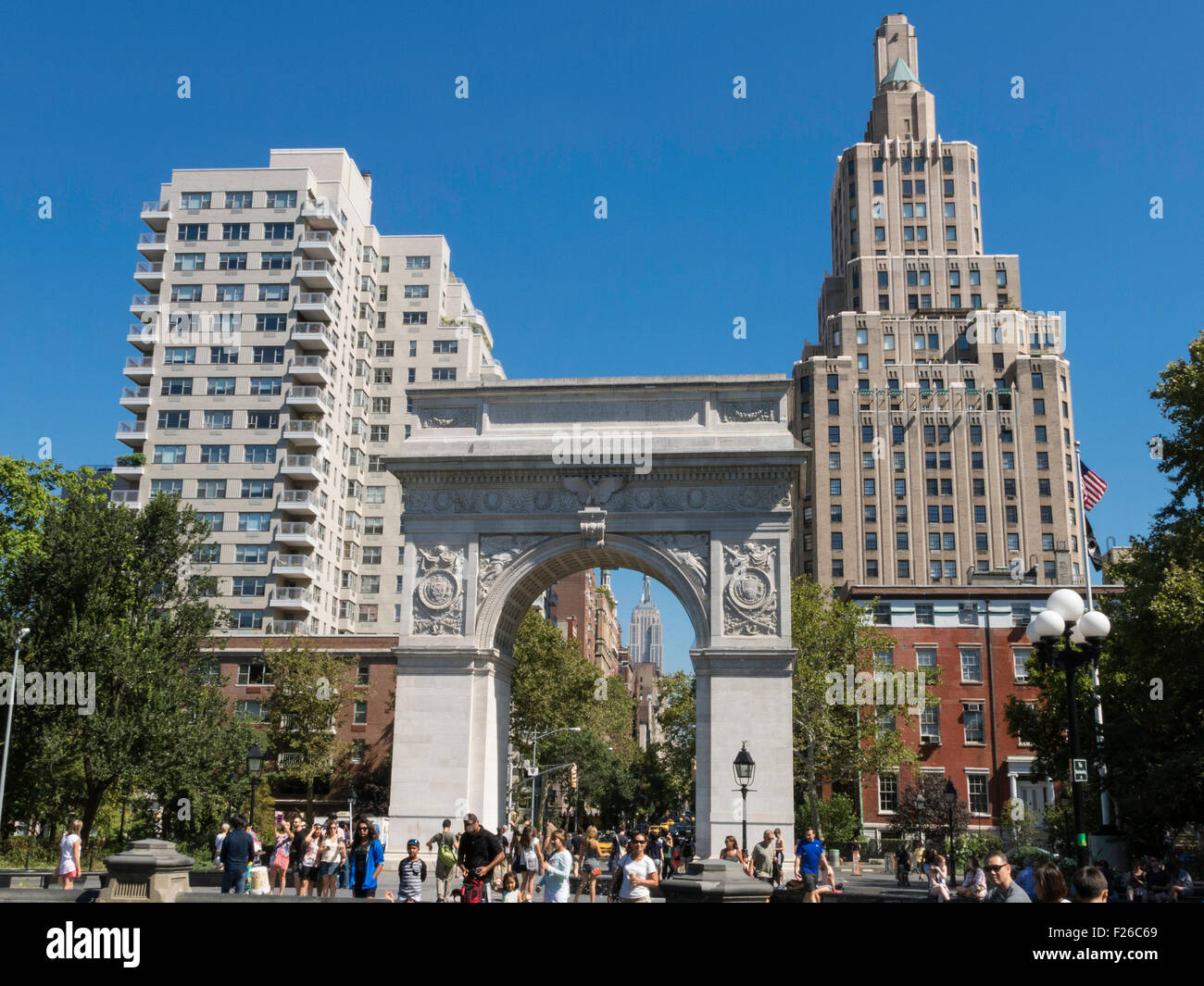 Washington Square Arch, Washington Square Park, Greenwich Village, NYC Foto Stock