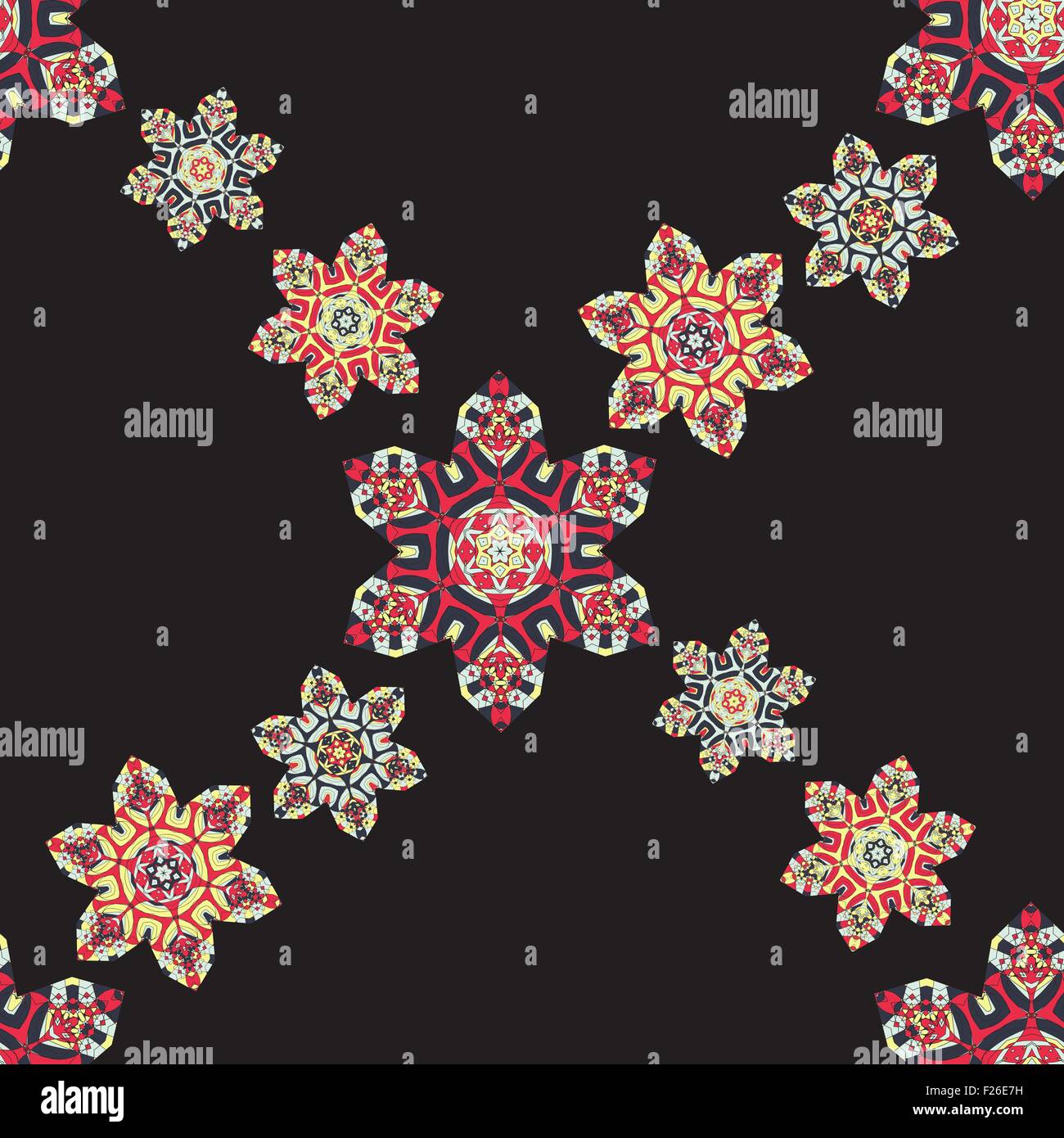 Seamless Fiori Stilizzati Sfondo Cornice Rotonda Mandala Circolare Modello Ornamentale Vintage Di Elementi Decorativi Disegnata A Mano Sullo Sfondo Islamica Arabi Indiani Ottomani Motivi Asiatici Modello Di Infinito Immagine E Vettoriale