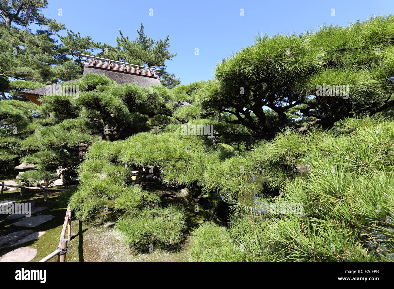 Giardino giapponese con tea house Foto Stock