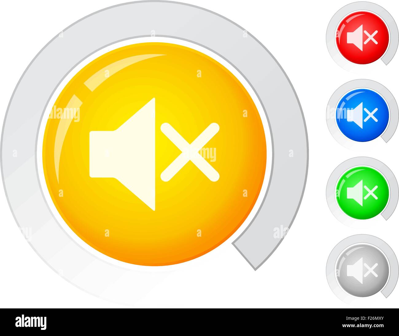 Pulsanti del cerchio con il simbolo mute. Illustrazione Vettoriale. Illustrazione Vettoriale
