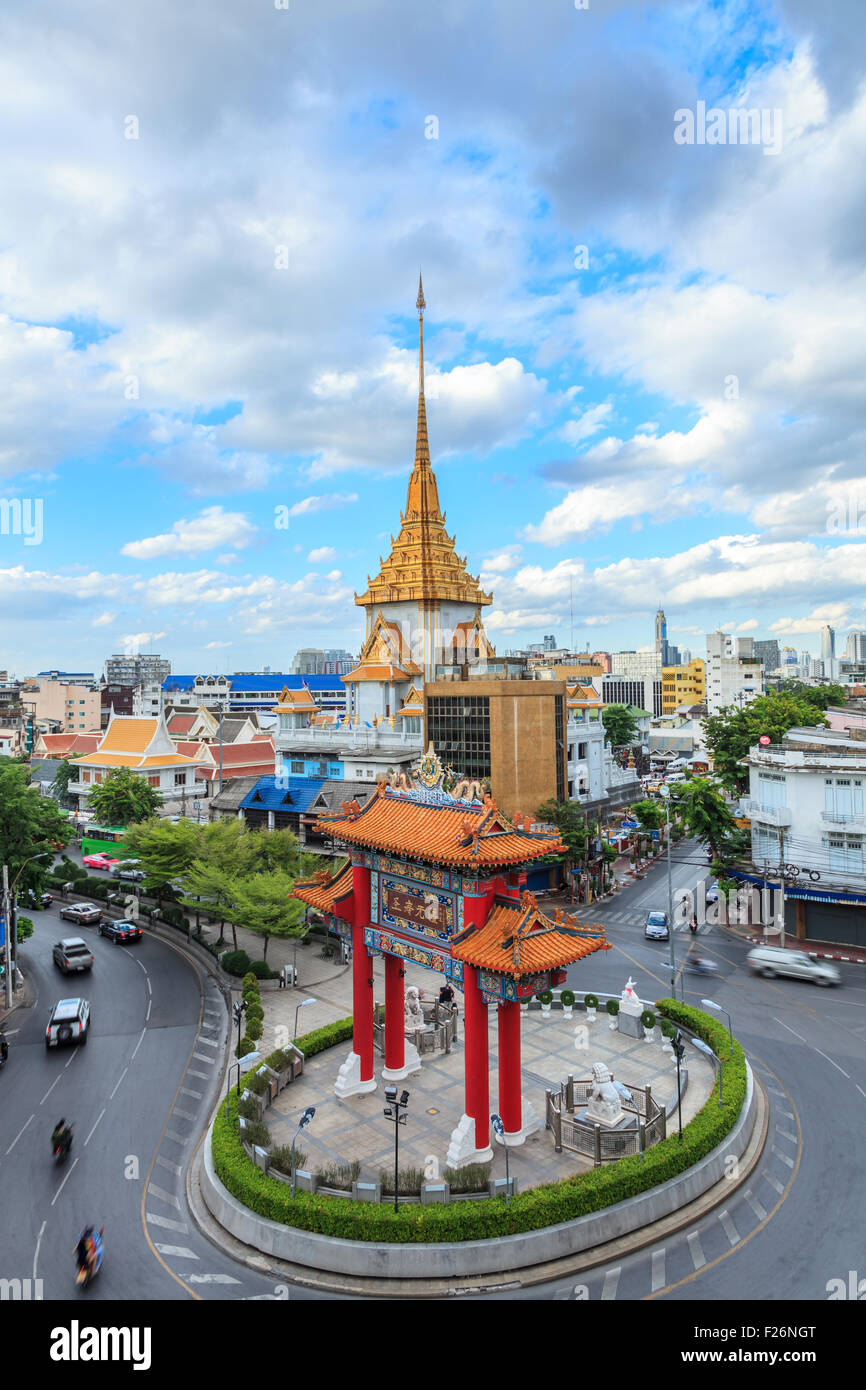 Wat Trimitr, il tempio di golden statua del Buddha a Bangkok, in Thailandia Foto Stock
