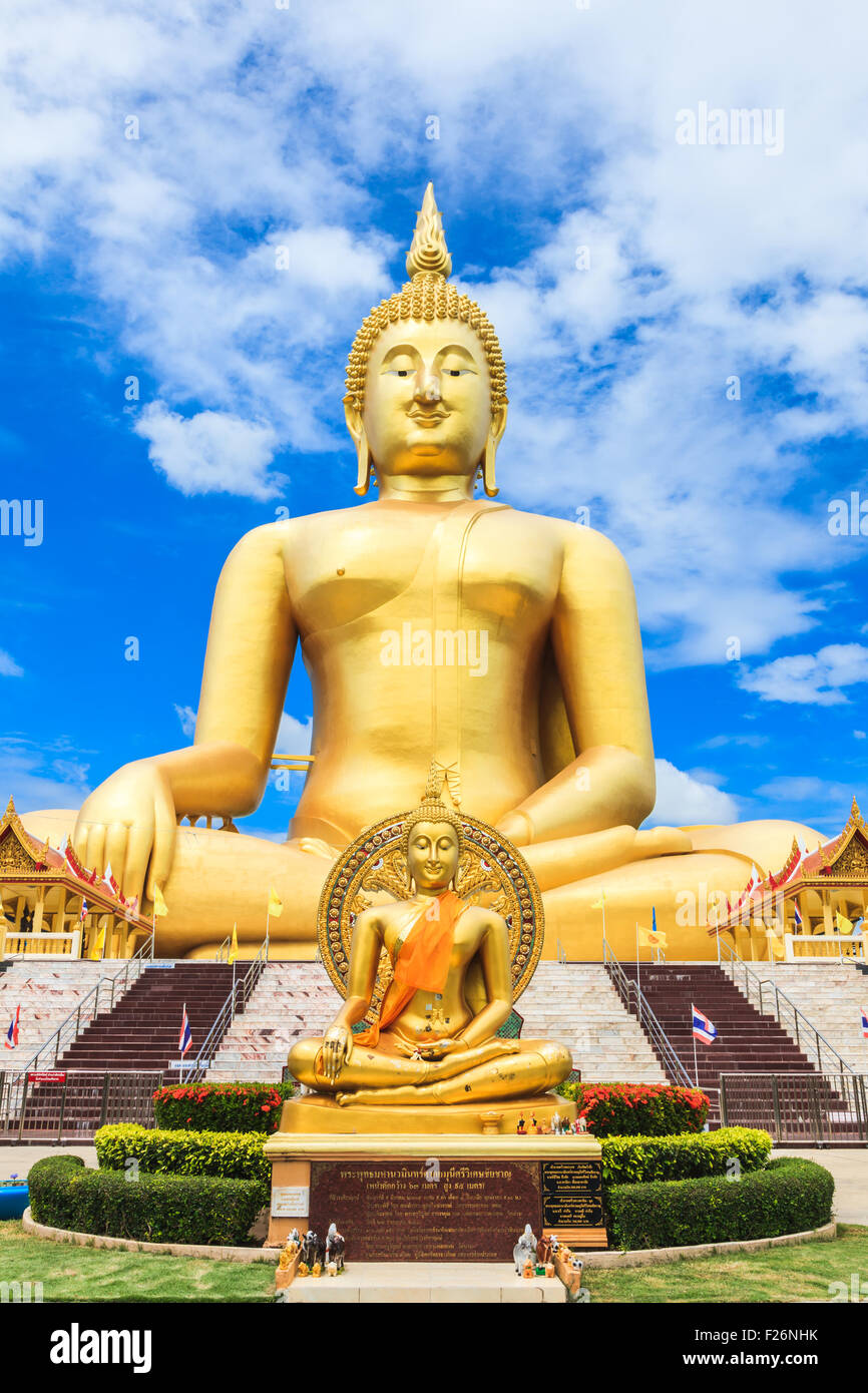 Più grande immagine del Buddha di Wat Muang Ang Thong provincia della Thailandia Foto Stock