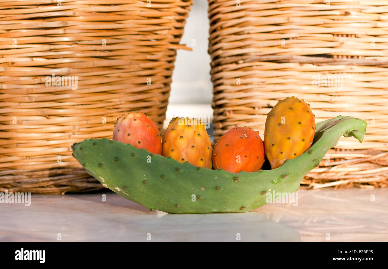 Freschi maturi siciliano ficodindia Foto Stock