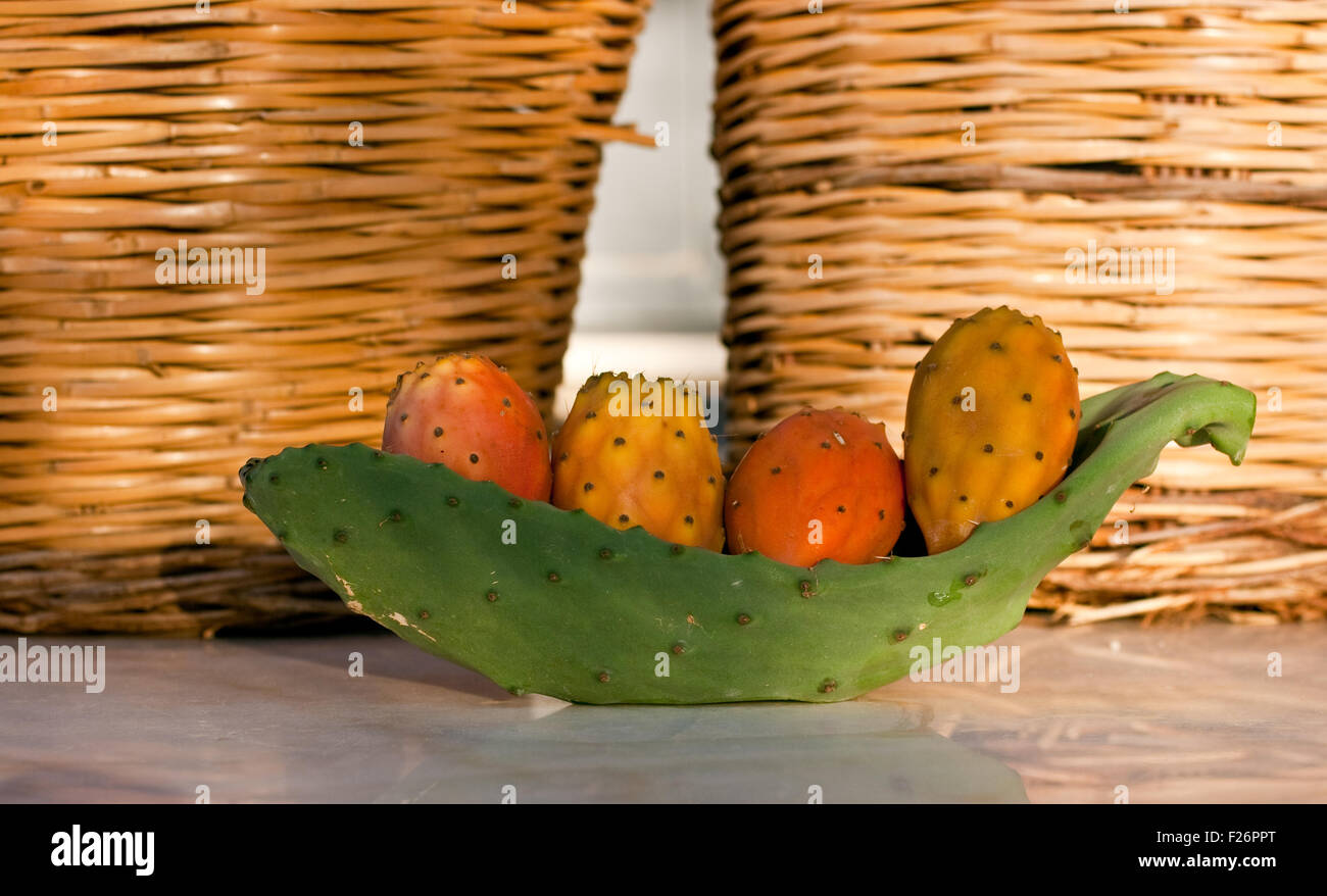 Freschi maturi siciliano ficodindia Foto Stock