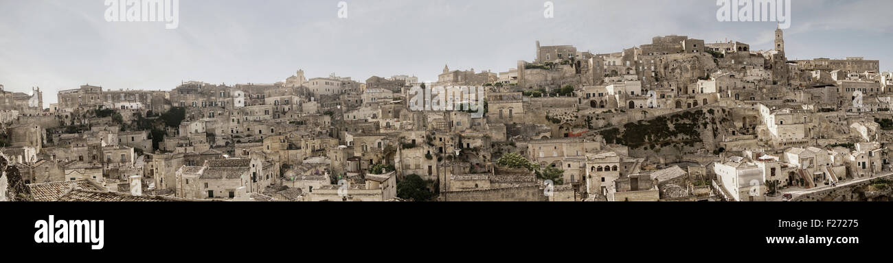 Angolo di Alta Vista della antica città di Matera (Sassi di Matera), Regione Basilicata, Italia Foto Stock
