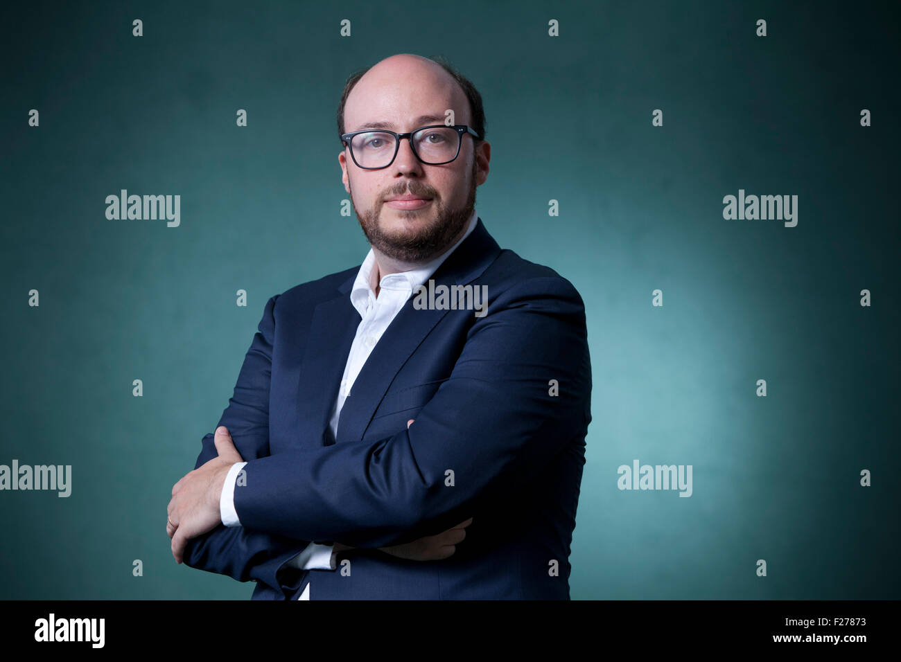 Sean Michaels, il premiato romanziere canadese, critico musicale e blogger, a Edinburgh International Book Festival 2015. Edimburgo, Scozia. Il 22 agosto 2015 Foto Stock