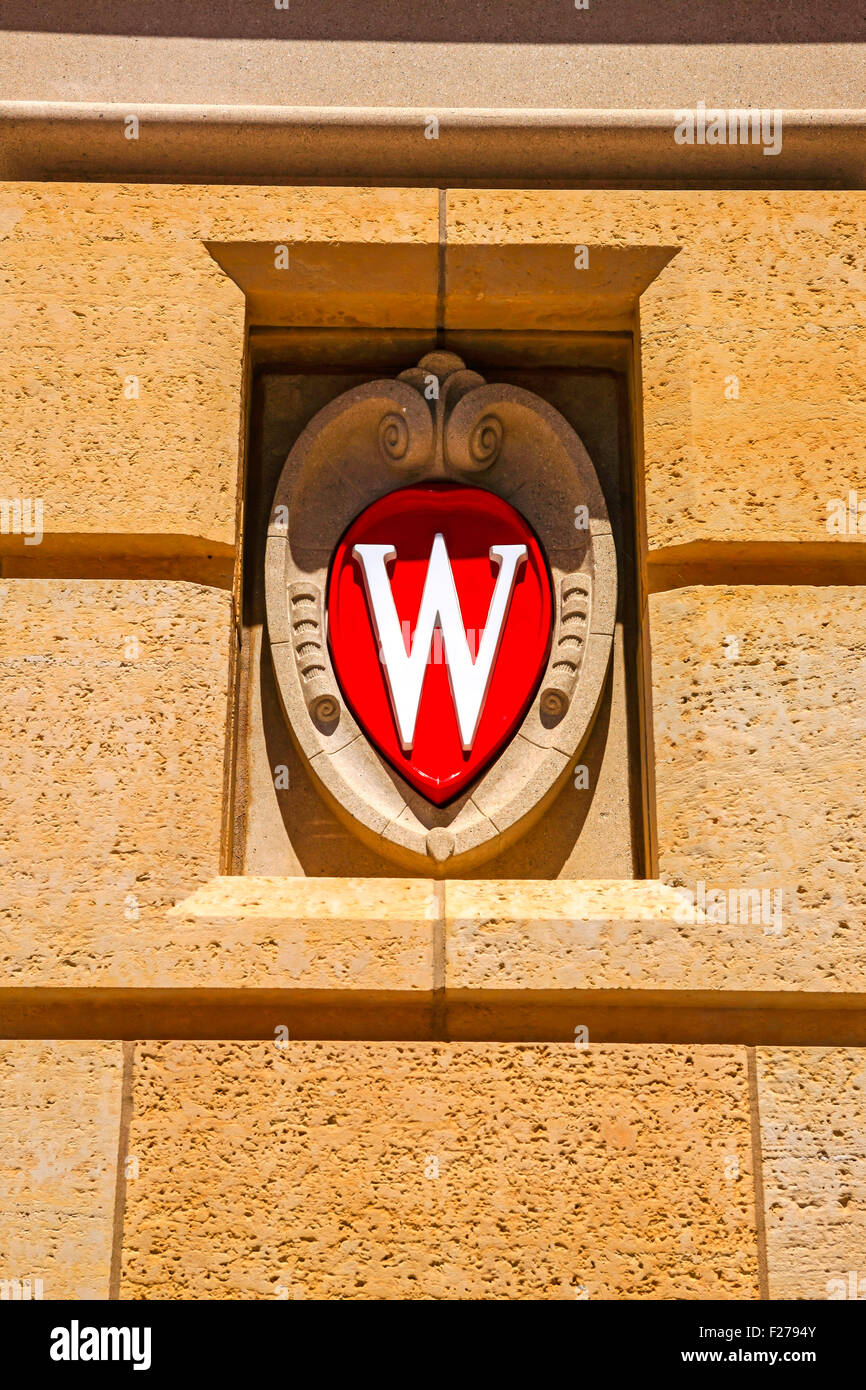 Università di Wisconsin 'W' logo in Madison WI Foto Stock