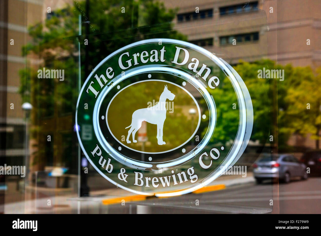 L'alano pub e birra Co finestra sign in Madison Wisconsin Foto Stock